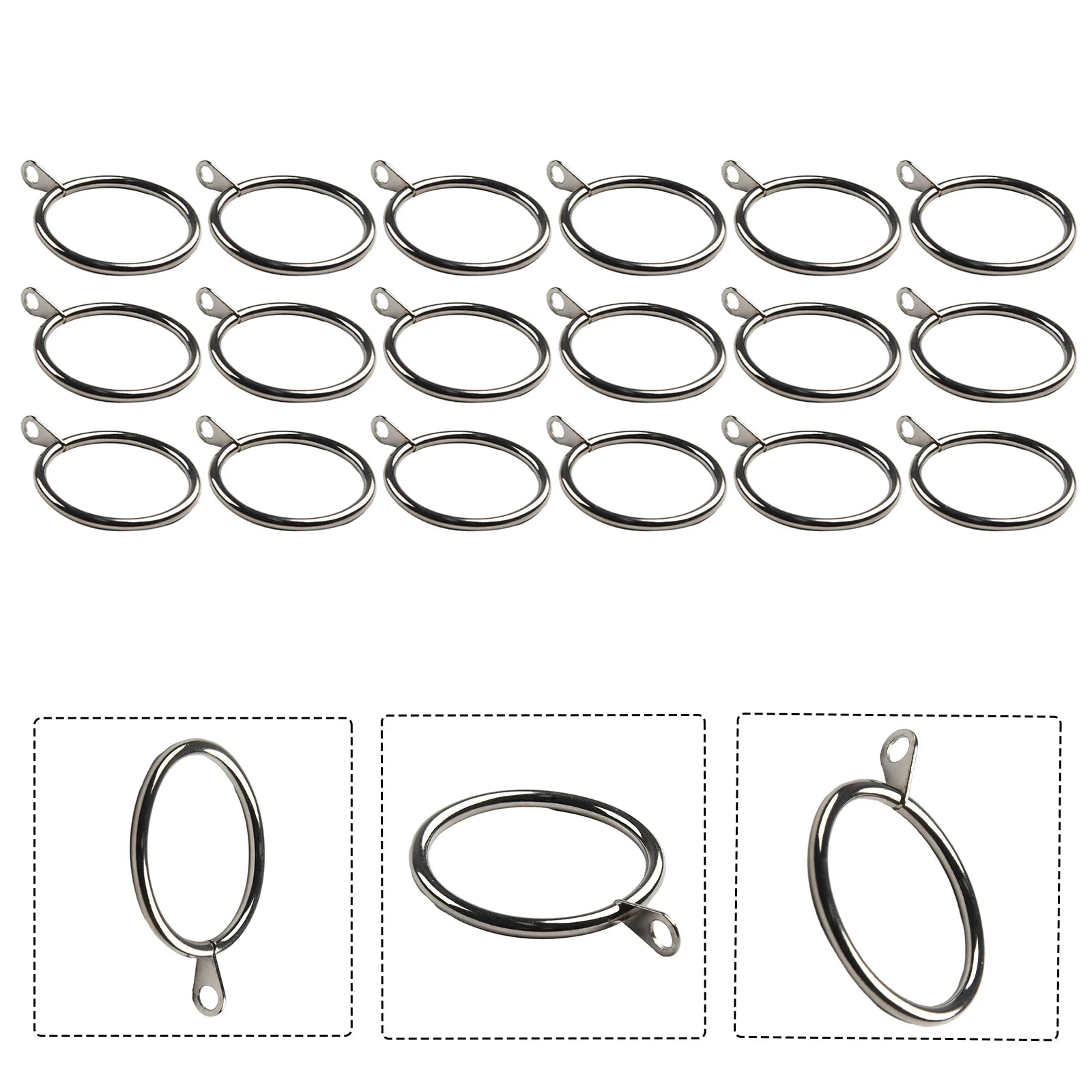 24/12 Pcs Curtain Rings Metal Iron Hanging Hook For Curtains Rods Pole Voile Heavy Duty 25 TO 37 Mm Curtain Black /Silver /White