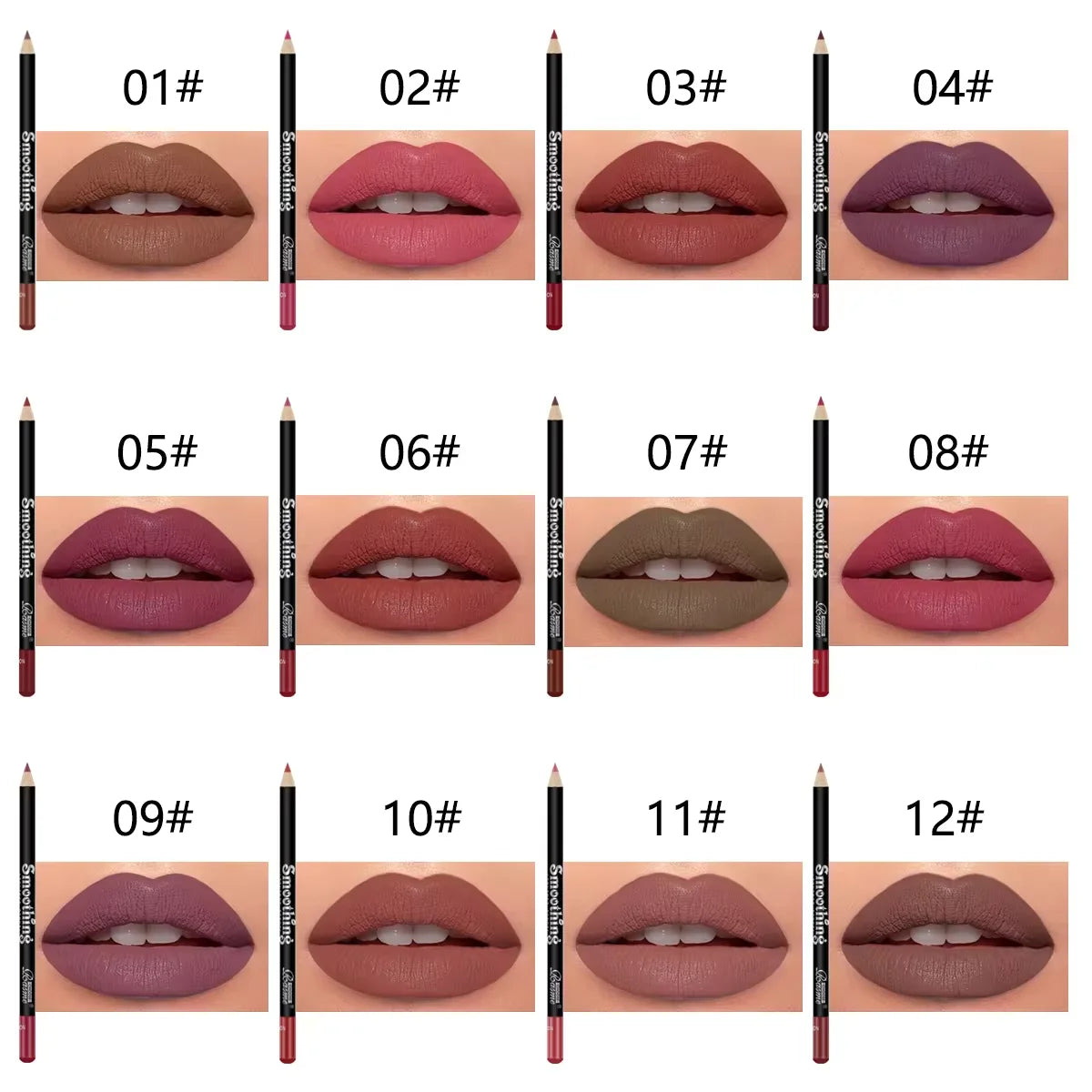 Set Rossetto Lunga Durata — Matita Labbra e Lip Gloss Matte 12 pz