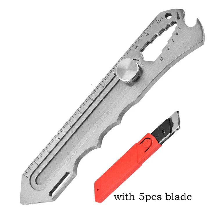 3cr13 Stainless Steel Utility Knife Bottle Opener Hexagonal Screwdriver Window Breaker Caliper Cable Bender Multi-Function Tool