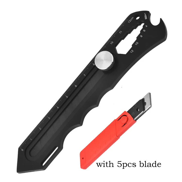 3cr13 Stainless Steel Utility Knife Bottle Opener Hexagonal Screwdriver Window Breaker Caliper Cable Bender Multi-Function Tool