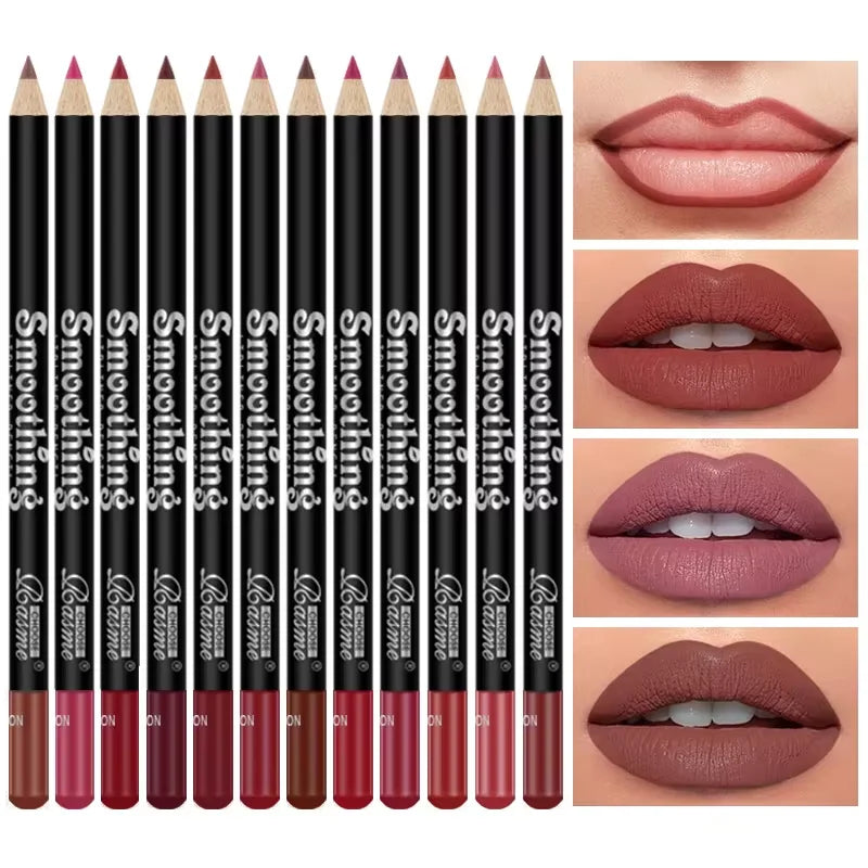 Set Rossetto Lunga Durata — Matita Labbra e Lip Gloss Matte 12 pz