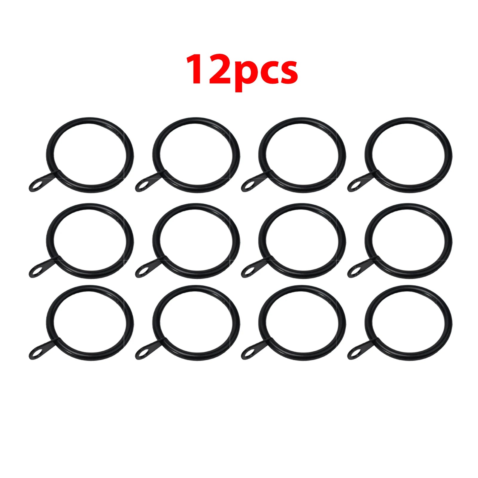 24/12 Pcs Curtain Rings Metal Iron Hanging Hook For Curtains Rods Pole Voile Heavy Duty 25 TO 37 Mm Curtain Black /Silver /White